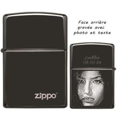 Briquet Zippo&#x000000ae; personnalisé et gravé ebony logo