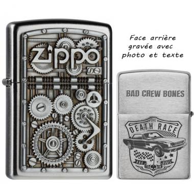 Briquet Zippo® personnalisé et gravé gear wheels